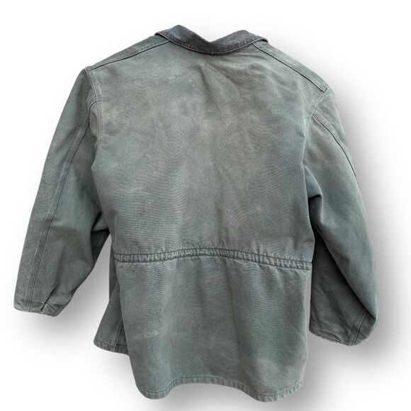 Vtg 1990s Carhartt Jacket PB1366 Dark Olive Green Blanket Lined Duck Trail Parka - Picture 3 of 11